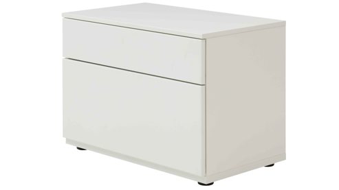 Wohnwand Interliving aus Holz in Weiß Interliving Wohnzimmer Serie 2031 - Wohnwand EB33001 Tonweiß & graues Glas - Länge ca. 330 cm