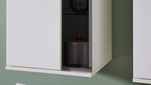 Wohnwand Interliving aus Holz in Weiß Interliving Wohnzimmer Serie 2031 - Wohnlösung EB27001 Tonweiß & graues Glas - Länge ca. 270 cm