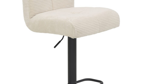 Barhocker Hela aus Stoff in Beige Barhocker Leni H Creme & schwarzes Metall - drehbar