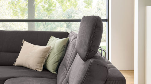 Kopfstütze modulmaster aus Stoff in Anthrazit Modulmaster MM-PP1194 - Comfort-Kopfstütze anthrazitfarbene Mikrofaser Saddle - ca. 44 x 32 cm