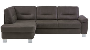 Ecksofa modulmaster aus Stoff in Anthrazit Modulmaster MM-PP1194 - Ecksofa anthrazitfarbene Mikrofaser Saddle & Metallfüße W009-M01 - Stellfläche ca. 160 x 244 cm