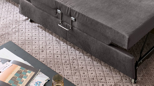 Funktion modulmaster aus Metall in Transparent Modulmaster MM-PP1194 - Bettfunktion anthrazitfarbene Mikrofaser Saddle