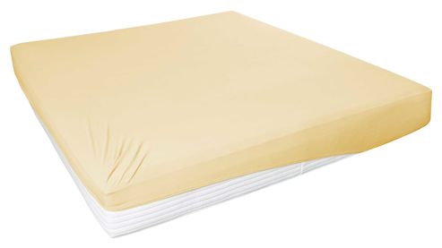Spannbettlaken H. g. hahn haustextilien® aus Stoff in Hellgelb HAHN Spannbettlaken für Wasser- und Boxspringmatratzen pfirsichfarbener Baumwolljersey - ca. 100 x 200 cm