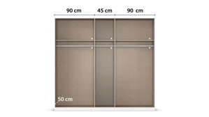 Kleiderschrank Rauch aus Holz in Dunkelgrau rauch ORANGE Acero - Drehtürenschrank Grau Metallic & Spiegel - fünf Türen, Breite ca. 225 cm