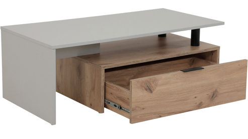 Couchtisch Hela aus Kunststoff in Hellgrau Couchtisch Dennis CT Hellgrau & Artisan Oak - ca. 110 x 40 cm