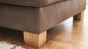 Funktionshocker modulmaster aus Stoff in Braun Modulmaster MM-PP1188 - XXL-Polsterhocker mit Funktion nougatbraune Mikrofaser Mammut & geölte Wildeiche - ca. 130 x 65 cm