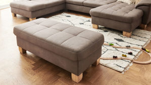 Funktionshocker modulmaster aus Stoff in Braun Modulmaster MM-PP1188 - XXL-Polsterhocker mit Funktion nougatbraune Mikrofaser Mammut & geölte Wildeiche - ca. 130 x 65 cm