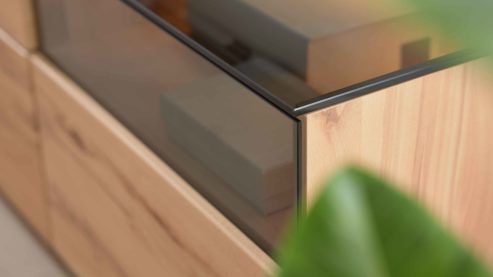 Wohnwand Interliving aus Holz in Holzfarben Interliving Wohnzimmer Serie 2031 - Wohnwand Balkenbuche - Länge ca. 330 cm