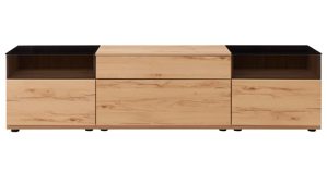 Wohnwand Interliving aus Holz in Holzfarben Interliving Wohnzimmer Serie 2031 - Wohnwand Balkenbuche - Länge ca. 330 cm