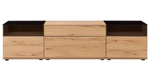 Wohnwand Interliving aus Holz in Holzfarben Interliving Wohnzimmer Serie 2031 - Wohnwand Balkenbuche - Länge ca. 330 cm