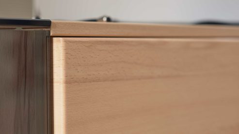 Wohnwand Interliving aus Holz in Holzfarben Interliving Wohnzimmer Serie 2031 - Wohnwand Balkenbuche - Länge ca. 330 cm