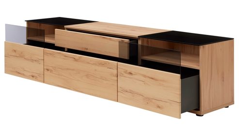 Wohnwand Interliving aus Holz in Holzfarben Interliving Wohnzimmer Serie 2031 - Wohnwand EB33002 Balkenbuche - Länge ca. 330 cm