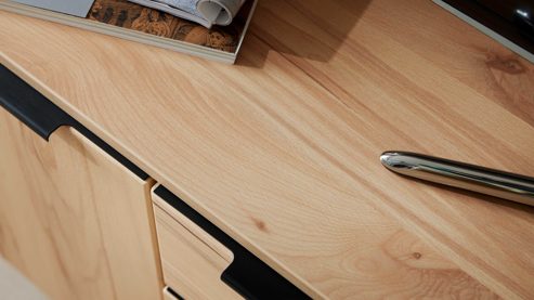 Wohnwand Interliving aus Holz in Holzfarben Interliving Wohnzimmer Serie 2032 - Wohnwand Risseiche - Länge ca. 330 cm