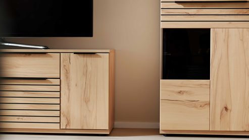 Wohnwand Interliving aus Holz in Holzfarben Interliving Wohnzimmer Serie 2032 - Wohnwand Risseiche - Länge ca. 330 cm