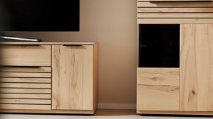 Wohnwand Interliving aus Holz in Holzfarben Interliving Wohnzimmer Serie 2032 - Wohnwand EB33001 Risseiche - Länge ca. 330 cm