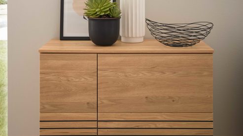 Highboard Interliving aus Holz in Holzfarben Interliving Wohnzimmer Serie 2032 - Highboard B090.122 Risseiche - zwei Türen, Breite ca. 90 cm