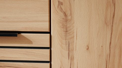 Wohnwand Interliving aus Holz in Holzfarben Interliving Wohnzimmer Serie 2032 - Wohnwand Risseiche - Länge ca. 345 cm