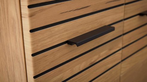 Wohnwand Interliving aus Holz in Holzfarben Interliving Wohnzimmer Serie 2032 - Wohnwand Risseiche - Länge ca. 345 cm