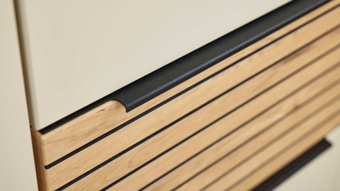 Regal Interliving aus Holz in Holzfarben Interliving Wohnzimmer Serie 2032 - Sideboard mit Regalkombination Sandbeige & Risseiche - Länge ca. 210 cm