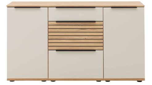 Sideboard Interliving aus Holz in Holzfarben Interliving Wohnzimmer Serie 2032 - Sideboard C15061 Sandbeige & Risseiche - zwei Türen, drei Schubladen, Länge ca. 150 cm