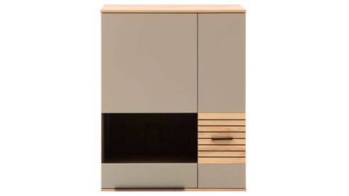 Wohnwand Interliving aus Holz in Grau Interliving Wohnzimmer Serie 2032 - Wohnwand Grau & Risseiche- Länge ca. 270 cm