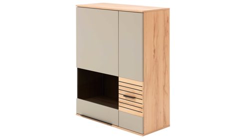 Wohnwand Interliving aus Holz in Grau Interliving Wohnzimmer Serie 2032 - Wohnwand Grau & Risseiche- Länge ca. 270 cm