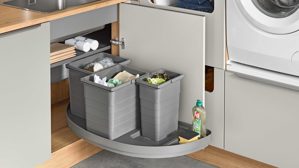 Einbauküche Interliving aus Holz in Grau Interliving Küche Serie 3087 - Hauswirtschaftsraumlösung Platingrau & Eiche Ventura – Stellfläche ca. 190 x 275 cm