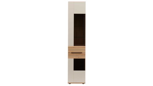 Vitrine Interliving aus Holz in Beige Interliving Wohnzimmer Serie 2032 - Vitrine A15040 Sandbeige & Risseiche - dreiteilig, Länge ca. 150 cm