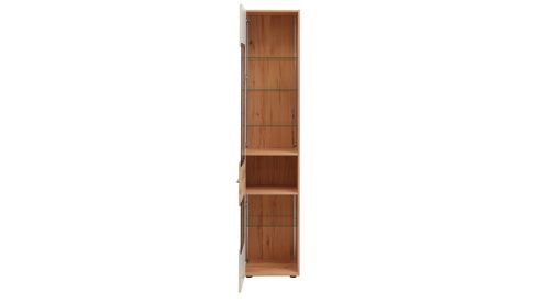 Vitrine Interliving aus Holz in Beige Interliving Wohnzimmer Serie 2032 - Vitrine A15040 Sandbeige & Risseiche - dreiteilig, Länge ca. 150 cm