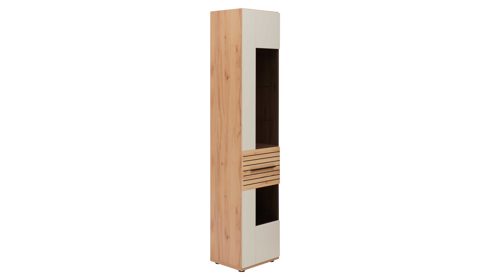 Vitrine Interliving aus Holz in Beige Interliving Wohnzimmer Serie 2032 - Vitrine A15040 Sandbeige & Risseiche - dreiteilig, Länge ca. 150 cm