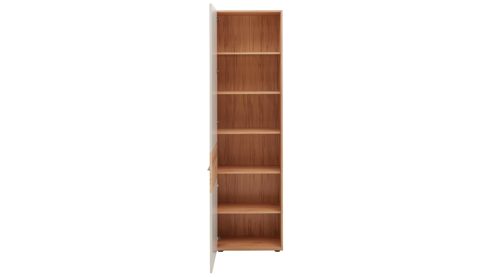 Vitrine Interliving aus Holz in Beige Interliving Wohnzimmer Serie 2032 - Vitrine A15040 Sandbeige & Risseiche - dreiteilig, Länge ca. 150 cm