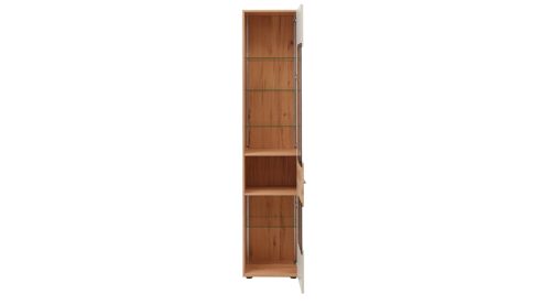 Vitrine Interliving aus Holz in Beige Interliving Wohnzimmer Serie 2032 - Vitrine A15040 Sandbeige & Risseiche - dreiteilig, Länge ca. 150 cm