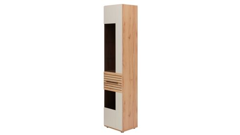 Vitrine Interliving aus Holz in Beige Interliving Wohnzimmer Serie 2032 - Vitrine A15040 Sandbeige & Risseiche - dreiteilig, Länge ca. 150 cm