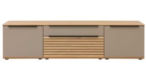 Wohnwand Interliving aus Holz in Grau Interliving Wohnzimmer Serie 2032 - Wohnwand EB31503 Grau & Risseiche - Länge ca. 315 cm