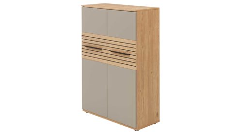 Wohnwand Interliving aus Holz in Grau Interliving Wohnzimmer Serie 2032 - Wohnwand EB31503 Grau & Risseiche - Länge ca. 315 cm