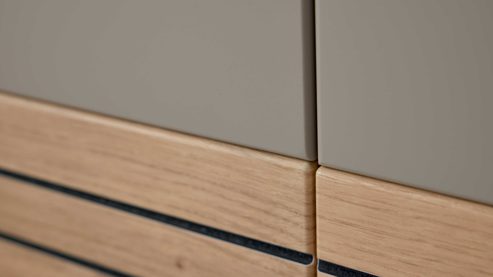 Wohnwand Interliving aus Holz in Grau Interliving Wohnzimmer Serie 2032 - Wohnwand EB31503 Grau & Risseiche - Länge ca. 315 cm