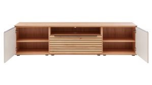 Lowboard Interliving aus Holz in Beige Interliving Wohnzimmer Serie 2032 - Lowboard LT21062 Sandbeige & Balkenbuche - dreiteilig, Länge ca. 210 cm