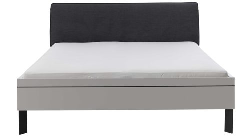 Bettgestell Interliving aus Holz in Grau Interliving Kleiderschrank Serie 1207  Bettgestell Satingrau & anthrazitfarbener Bezug Stone - Liegefläche ca. 180 x 200 cm
