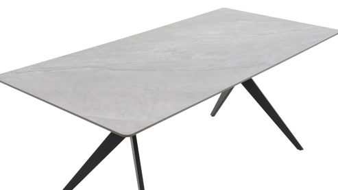 Esstisch Hela aus Stein in Hellgrau Esstisch Paccino IT graue schwarze Marmoroptik 12-03 & Schwarz - ca. 180 x 90 cm