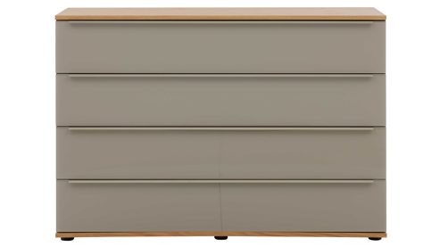 Schubladenkommode Interliving aus Holz in Holzfarben Interliving Schlafzimmer Serie 1210 – Schubladenkommode Taupe & Balkeneiche - fünf Schubladen, Breite ca. 120 cm