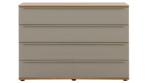 Schubladenkommode Interliving aus Holz in Holzfarben Interliving Schlafzimmer Serie 1210 – Schubladenkommode Taupe & Balkeneiche - fünf Schubladen, Breite ca. 120 cm