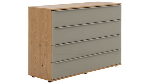 Schubladenkommode Interliving aus Holz in Holzfarben Interliving Schlafzimmer Serie 1210 – Schubladenkommode Taupe & Balkeneiche - fünf Schubladen, Breite ca. 120 cm