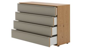 Schubladenkommode Interliving aus Holz in Holzfarben Interliving Schlafzimmer Serie 1210 – Schubladenkommode Taupe & Balkeneiche - fünf Schubladen, Breite ca. 120 cm