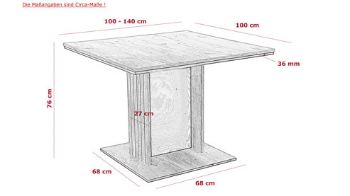 Auszugtisch Hela aus Holz in Holzfarben Dunkel Esstisch Raul T Viking Oak 92-03 & Schwarz - ca. 100 - 140 x 100 cm