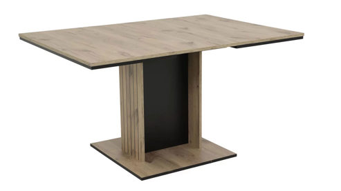 Auszugtisch Hela aus Holz in Holzfarben Dunkel Esstisch Raul T Viking Oak 92-03 & Schwarz - ca. 100 - 140 x 100 cm