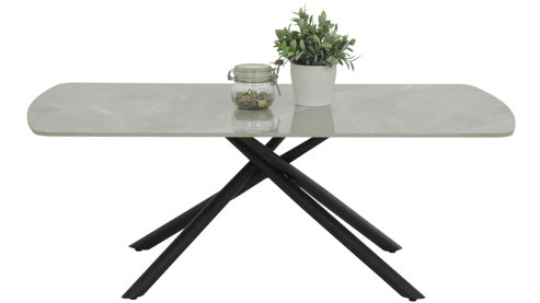 Couchtisch Hela aus Stein in Grau Couchtisch Fred I CT Graue Marmoroptik & schwarzes Metall - ca. 120 x 45 cm