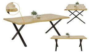 Esstisch Hela aus Holz in Holzfarben Esstisch Gerda III T Wildeiche & Schwarz - ca. 140 x 90 cm