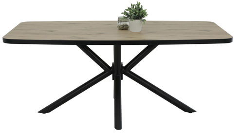 Esstisch Hela aus Holz in Holzfarben Esstisch Jana T Viking Oak & schwarzes Metall - ca. 180 x 100 cm