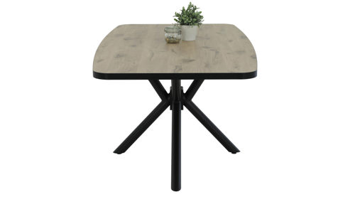 Esstisch Hela aus Holz in Holzfarben Esstisch Jana T Viking Oak & schwarzes Metall - ca. 180 x 100 cm