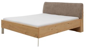 Bettgestell Interliving aus Holz in Holzfarben Interliving Kleiderschrank Serie 1207 - Bettgestell 864379 Balkeneiche & taupefarbener Webstoff Caesar - Liegefläche ca. 180 x 200 cm